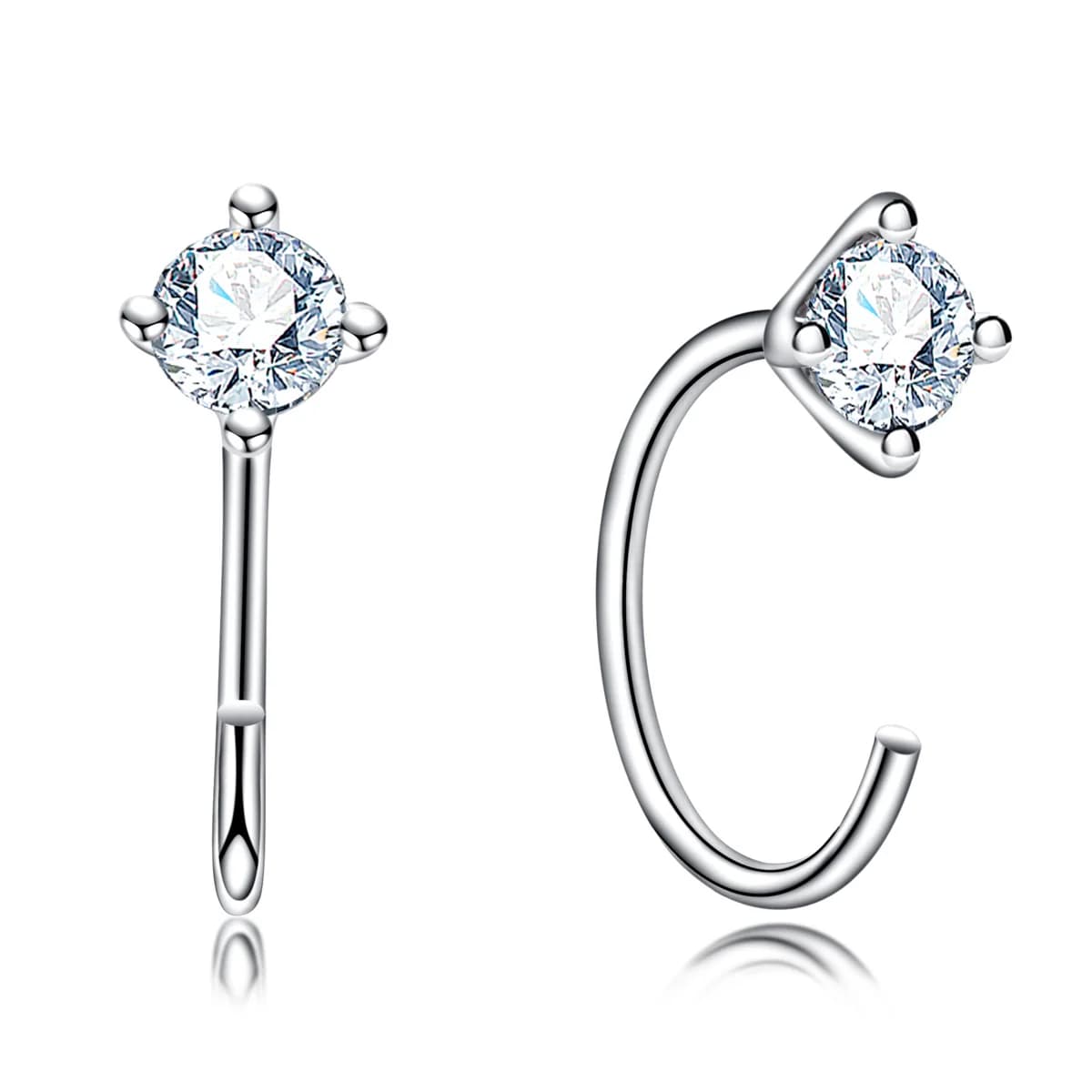 AnuJewel 4mm D couleur Moissanites classique boucles d'oreilles pour femmes 925 bijoux en argent Ste