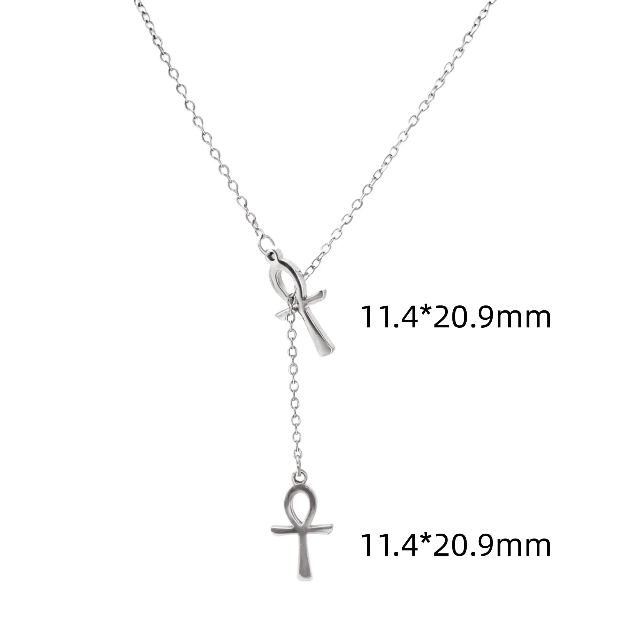 Collier croix égyptienne Double Ankh croix collier à breloques pour femmes Double croix pendentif ch