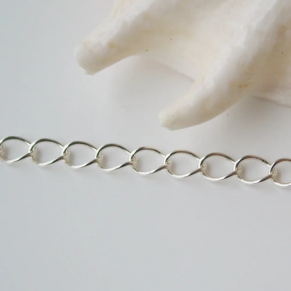 Chaîne en argent, chaîne de câble ovale torsadée en argent sterling 925 massif, chaîne ample pour co