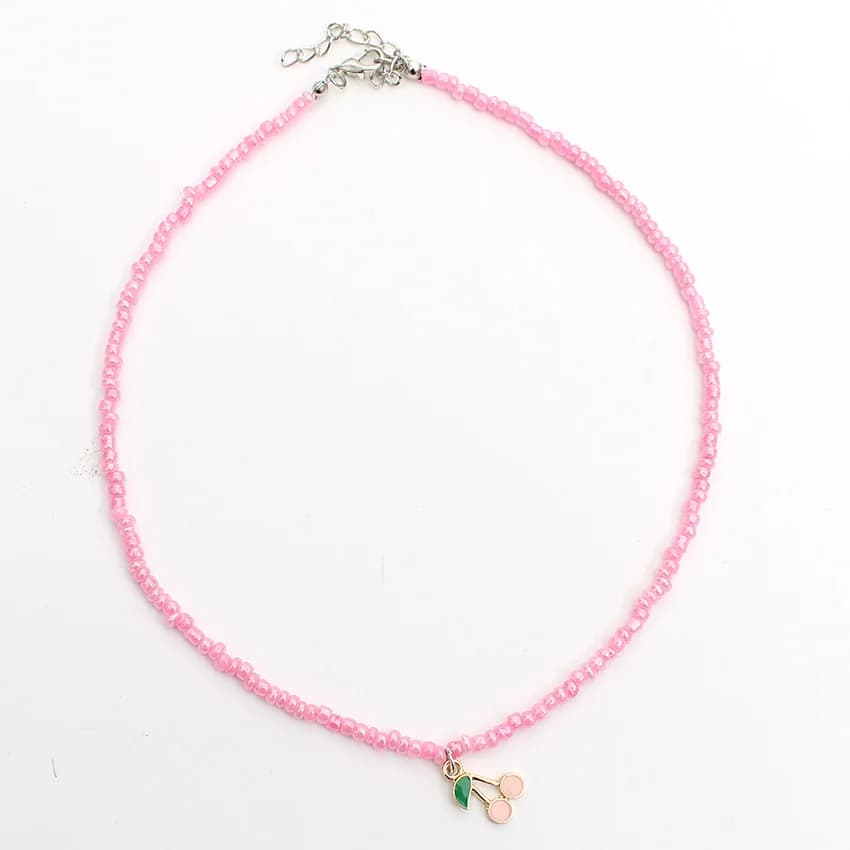 Collier ras du cou en perles de fruits et cerises pour femmes, style Boho, chaîne courte, fait à la 