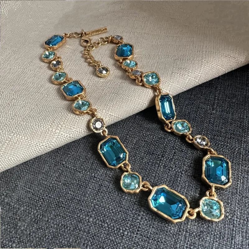 Os – collier avec pendentif géométrique en verre de cristal coloré pour femmes, bijoux de fête à la 
