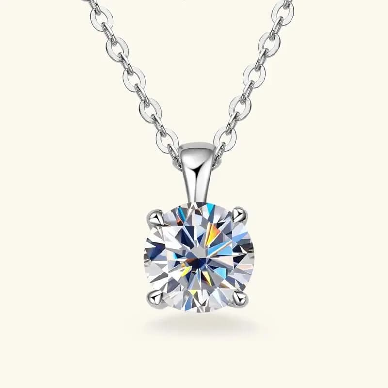 Colliers solitaire Moissanite 6.5mm 1.0 Carat D, pendentif plaqué or 18 carats, chaîne originale en 