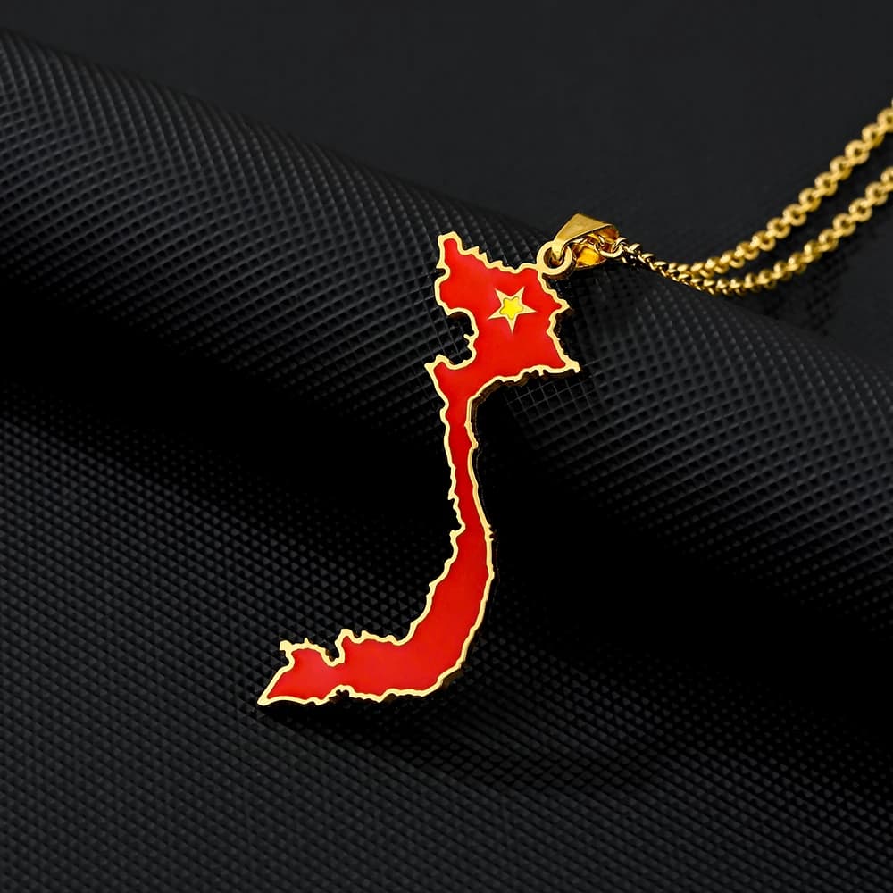 Cng hòa Xã hi Chngha Vit Nam carte drapeau pendentif collier en acier inoxydable hommes femmes carte