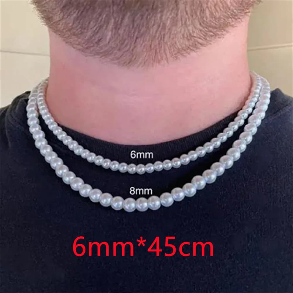 Collier de perles d'imitation de roche pour hommes, Hip Hop, chaîne de perles, ras du cou pour femme