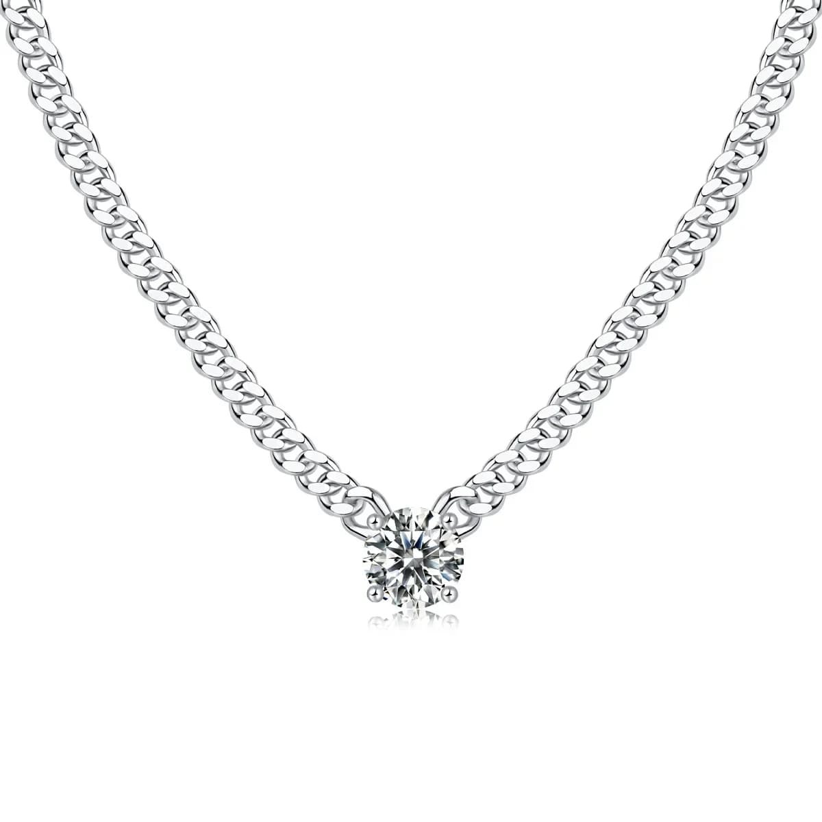 Collier pendentif en moissanite LinkerLove 1/2/3ct pour femmes/hommes, collier cubain en argent ster