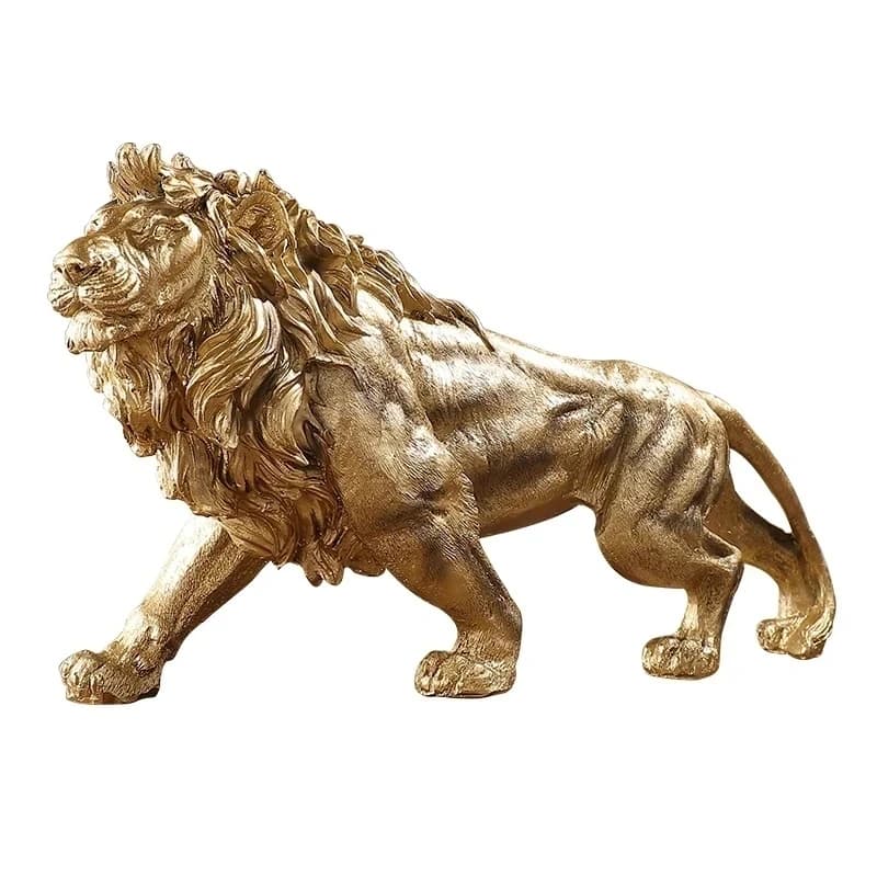 Statue de roi Lion doré en résine, ornements, décoration de maison, bureau, Animal, décoration de sa