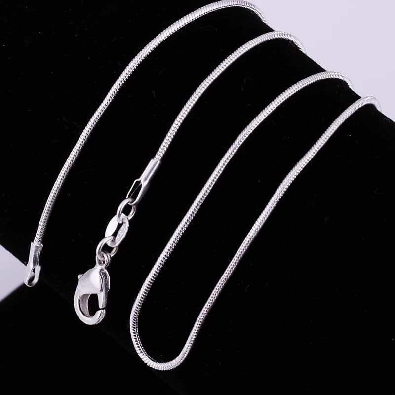 Collier chaîne serpent solide en argent 925, 45-60 cm, 1 mm/2 mm/3 mm, pour homme et femme, bijoux t