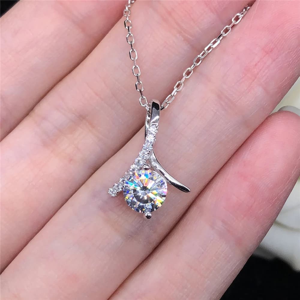 Collier en or blanc Sterling 18K pour dames, collier Moissanite 1CT/2CT, cadeau parfait pour anniver