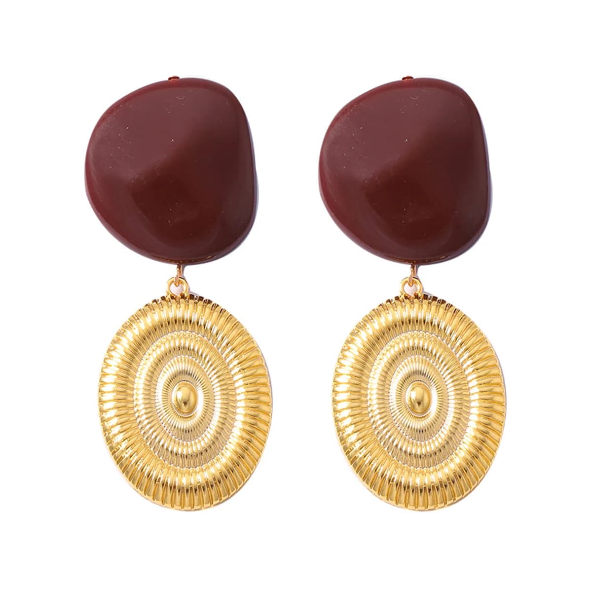 Colliers Pendentifs ZAA Vintage en Résine Perlée Géométrique avec Conque Métallique pour Femmes, Bij