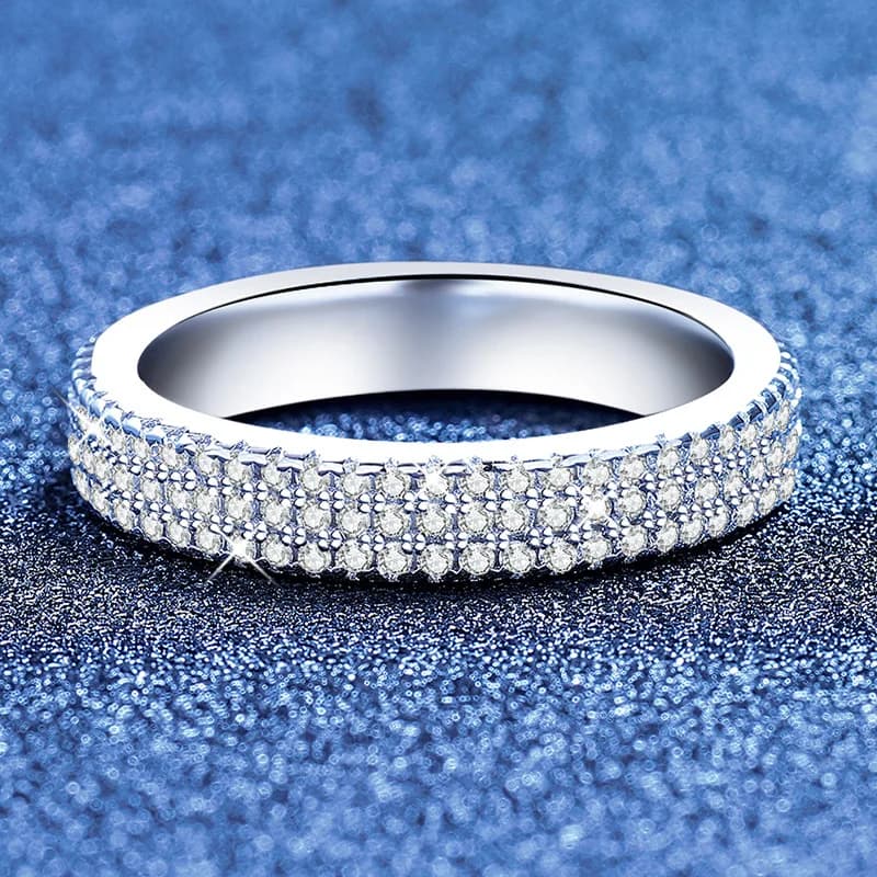 Bague en platine véritable PT950 avec moissanite, alliance de mariage pour femme, bijou de luxe en o