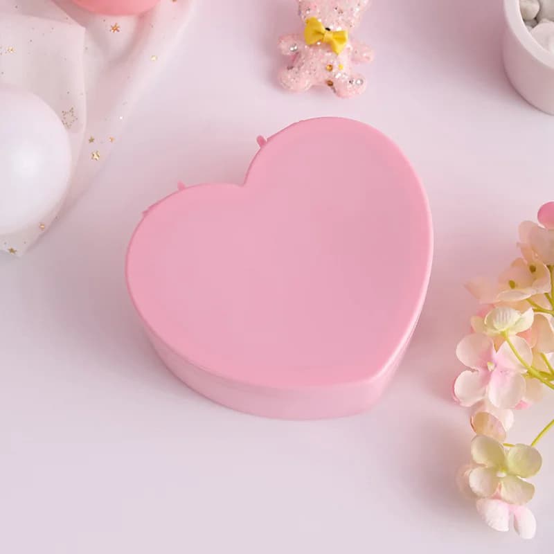 Boîte à bijoux en forme de cœur avec miroir de maquillage, présentoir à bijoux, boîte à colliers pen