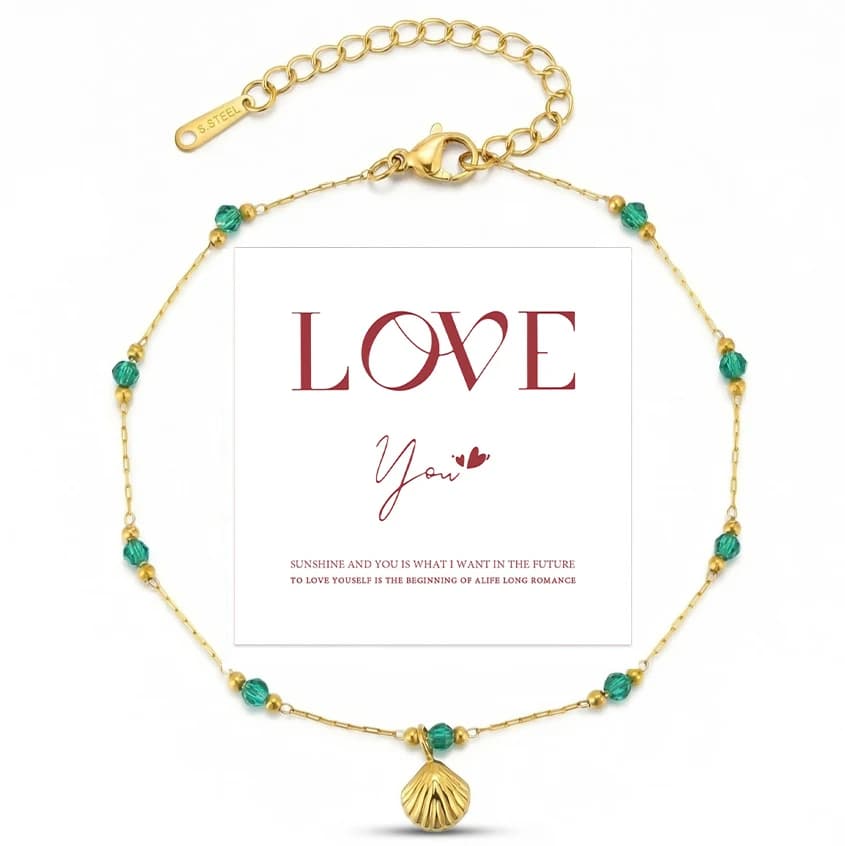 Bracelet de cheville réglable pour femme, plaqué or, avec coquillages, perles dorées et perles de cr
