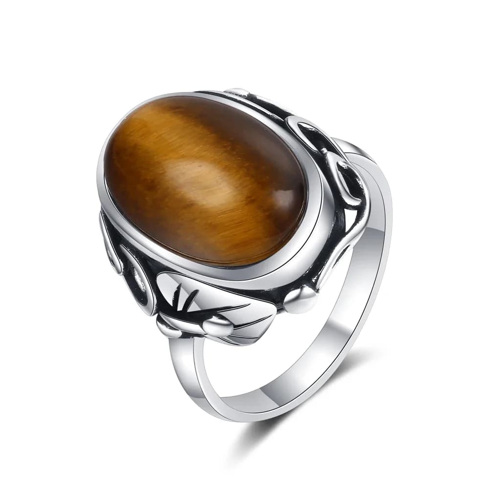 Bague Vintage en pierre naturelle pour femmes et hommes, Labradorite, œil de tigre, bagues en argent