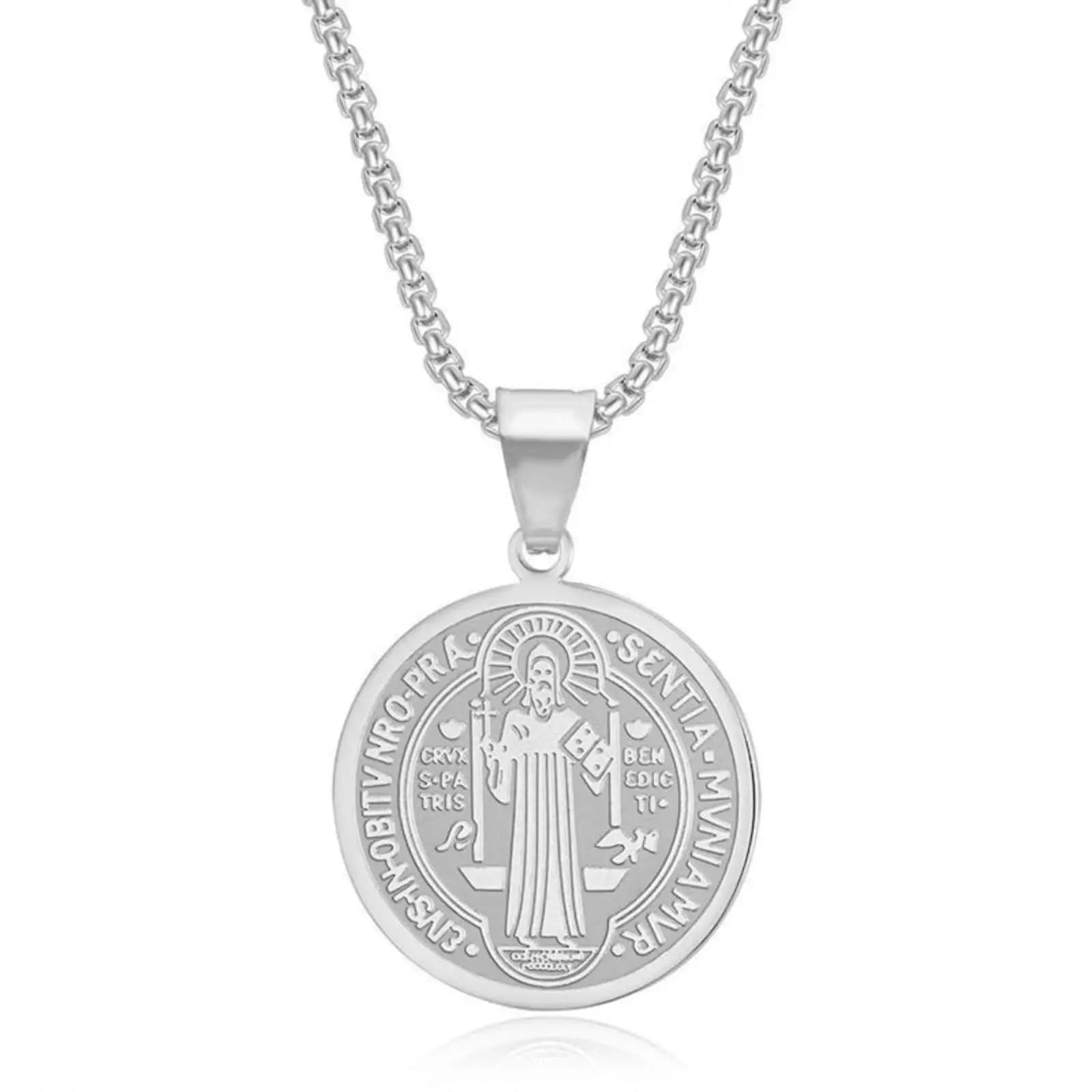 Saint Bendick pendentif collier exorciste chrétien prêtre catholique en acier inoxydable bijoux cade