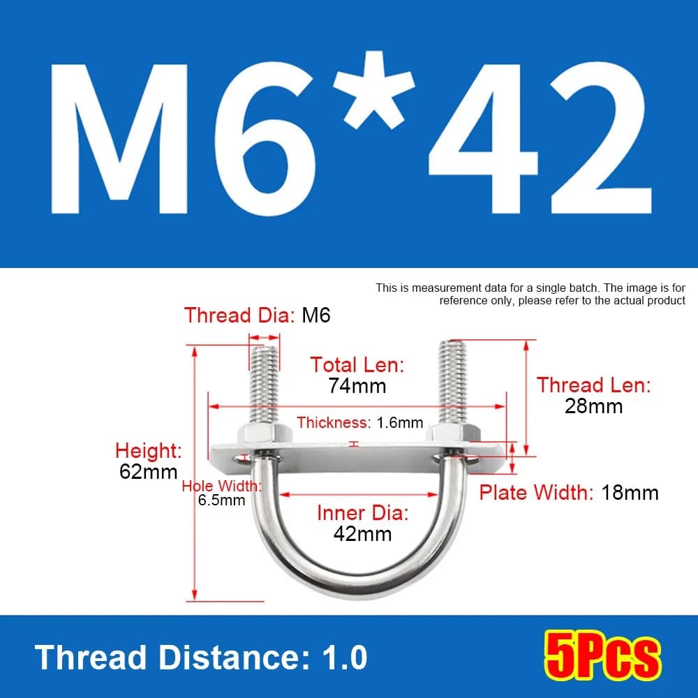 1 ensemble de nouvelles pinces à tube rond en acier inoxydable 304 M6 avec vis de fixation, collier 
