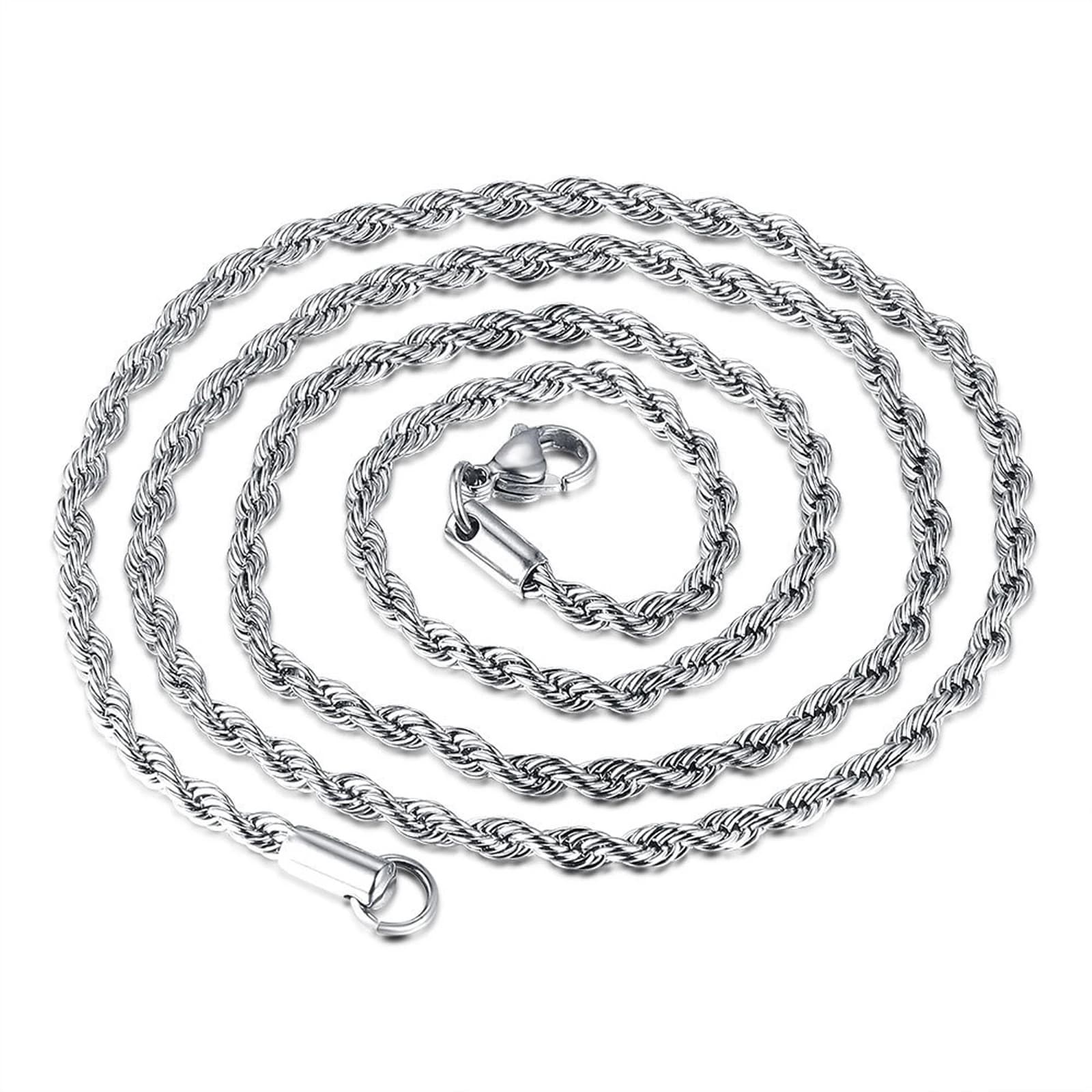 Collier Ras du Cou en Acier Inoxydable pour Homme et Femme, Corde Tressée, Bijoux en Métal localité,