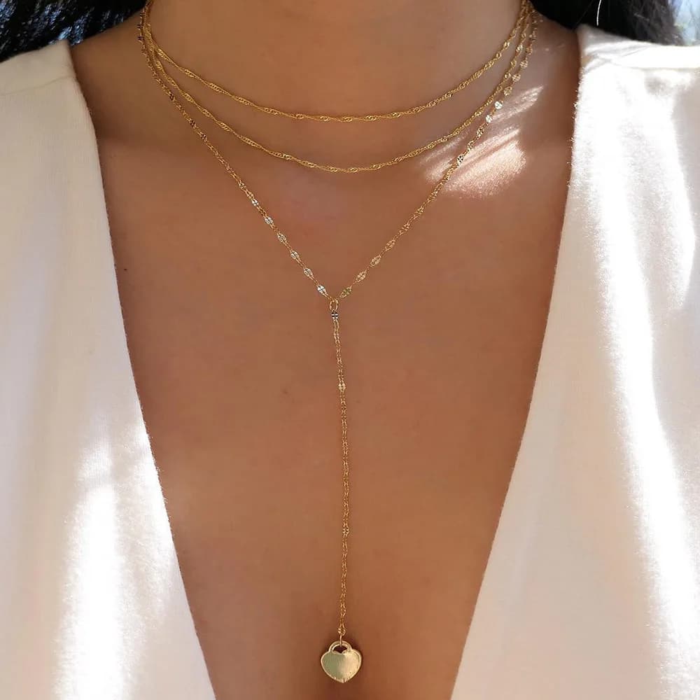 Collier Vintage couleur or pour femmes, plusieurs Styles, tendance, pendentif disque multicouche, no