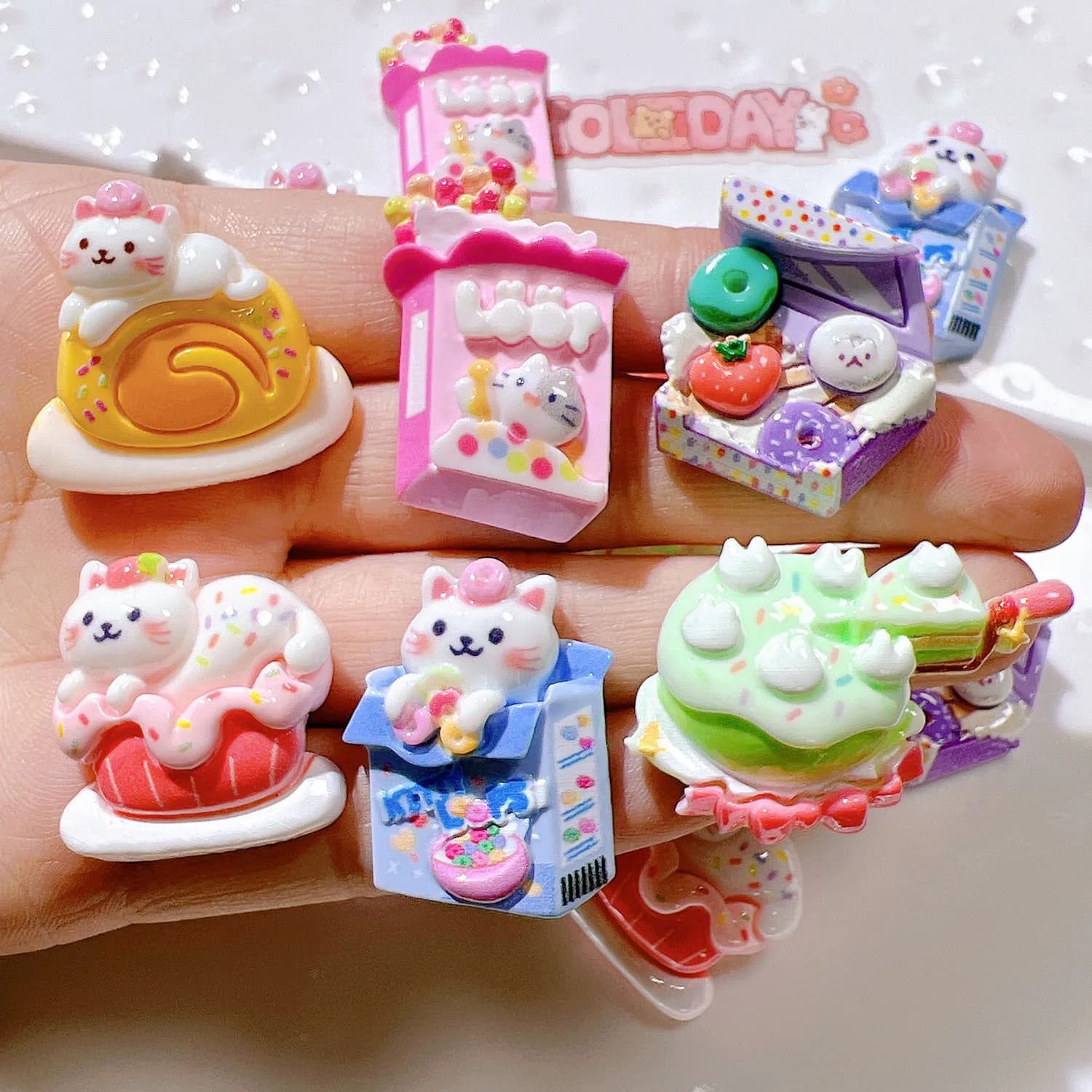 Ornement à dos plat de la série Cat Cake, bijoux de dessin animé mignon, accessoires d'arcs, nouveau