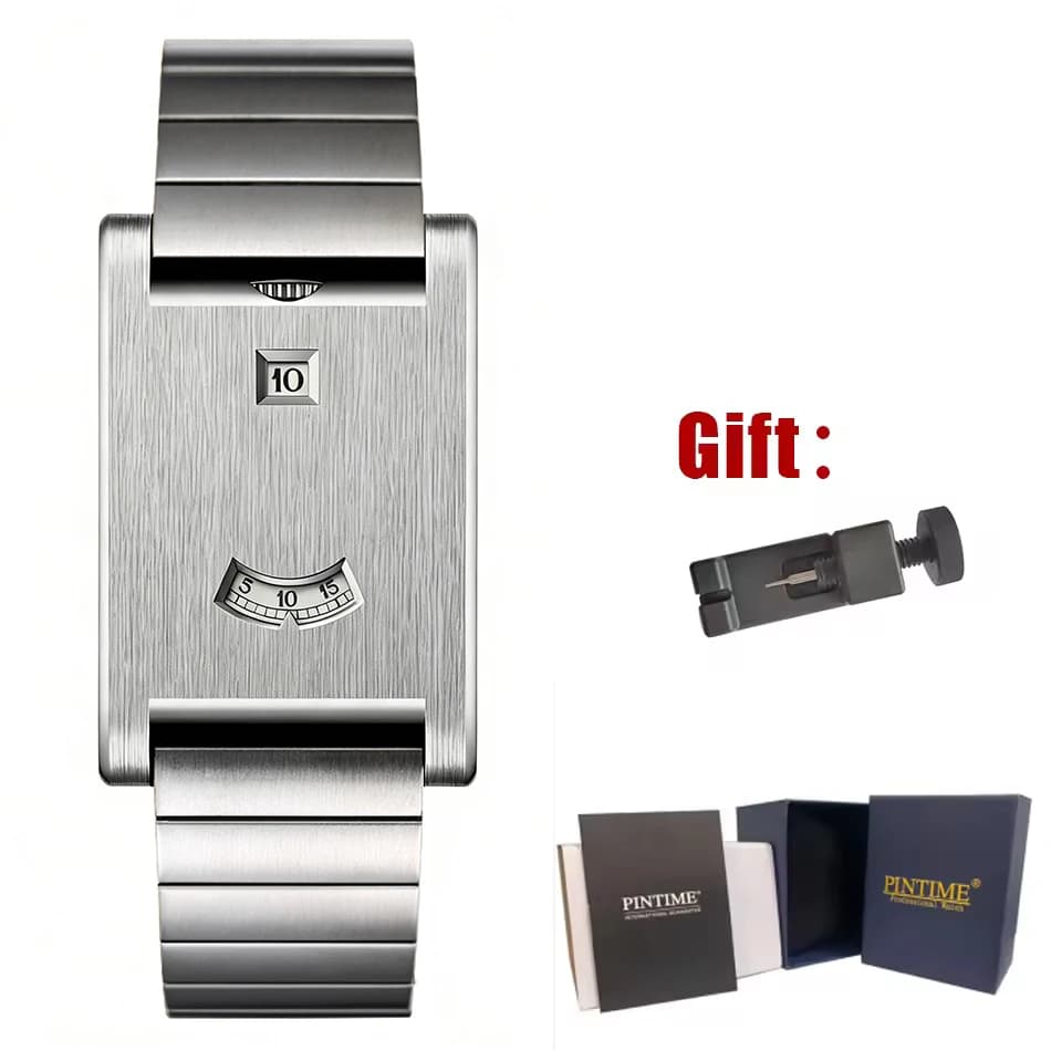 Montre carrée en cuir pour homme, affichage numérique unique à heures sautantes, bracelet en acier i
