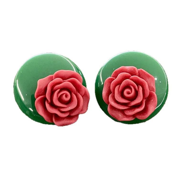 Rose Vintage mignon élégant boucles d'oreilles cercle délicat bijoux mode à la mode coloré femmes te