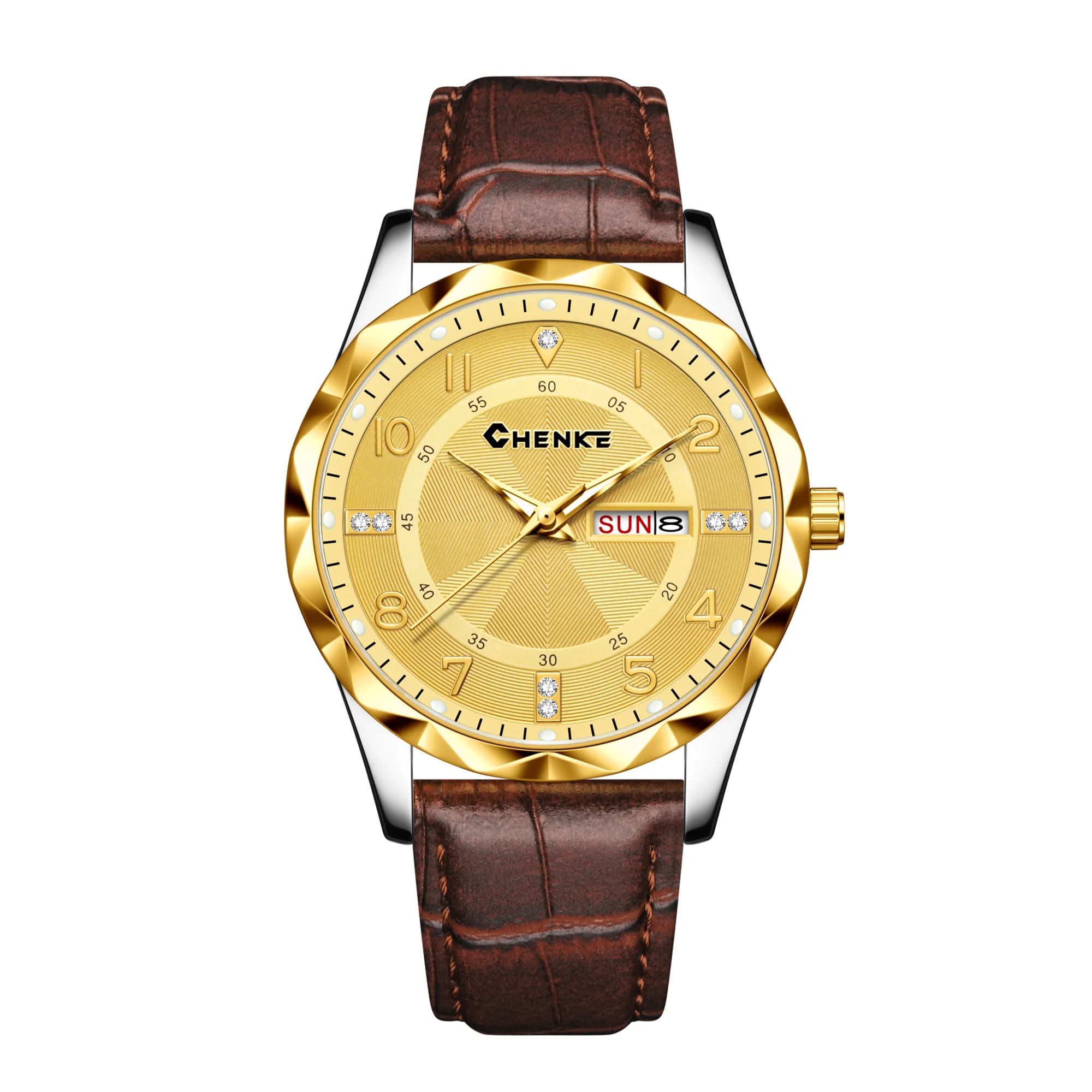 Montre à bracelet en cuir à la mode pour hommes : grand cadran, décontractée, pour l'extérieur, spor