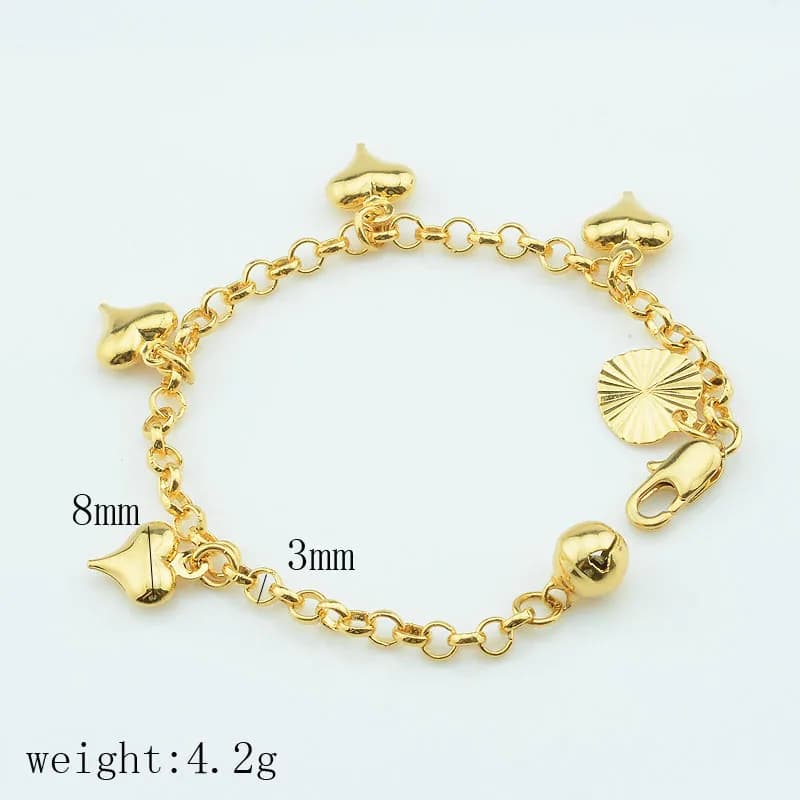 1 pièces 3mm litière bébé enfants filles couleur or mignon coeur Bracelets Rolo chaîne Bracelets jou