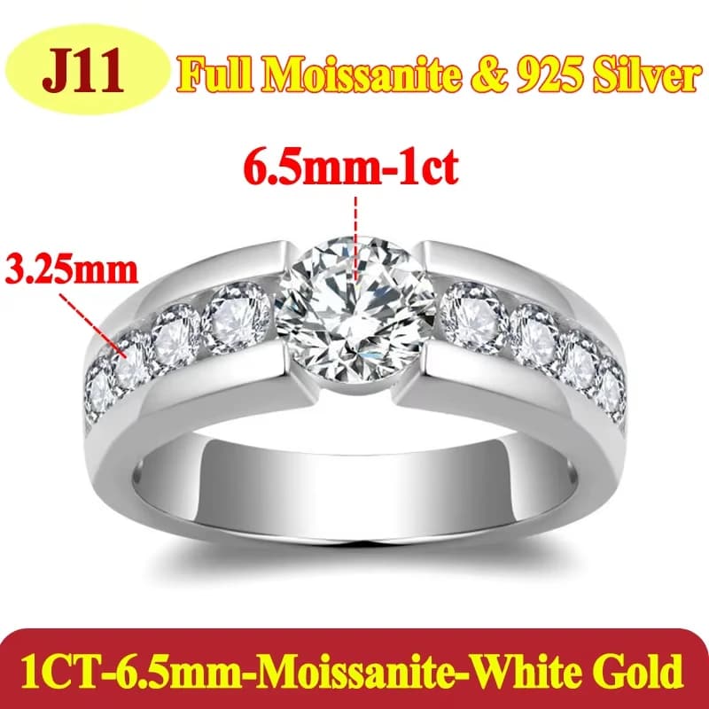 Bagues Moissanite certifiées à la mode 2ct pour homme, bijoux originaux en argent Sterling 925, cade