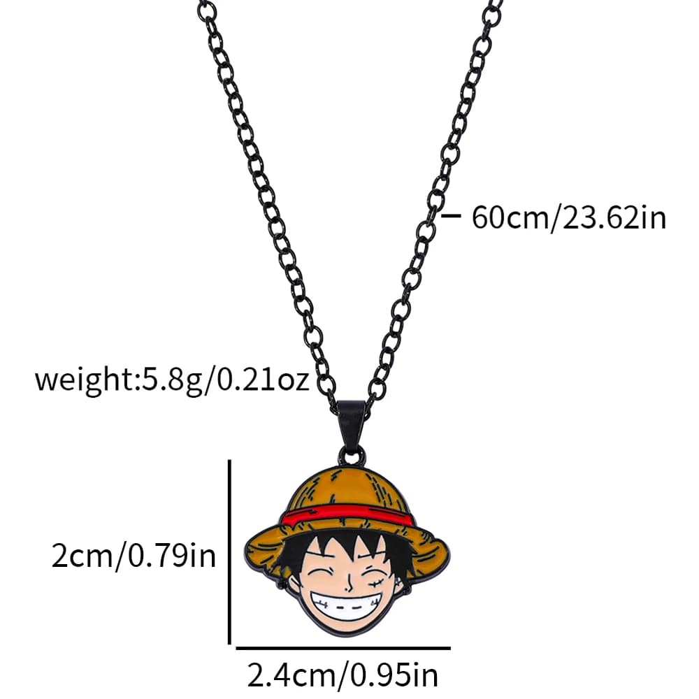 Collier Anime Pirate - Pendentif Badge Métallique, Collier Ras du Cou avec Personnages de Dessins An