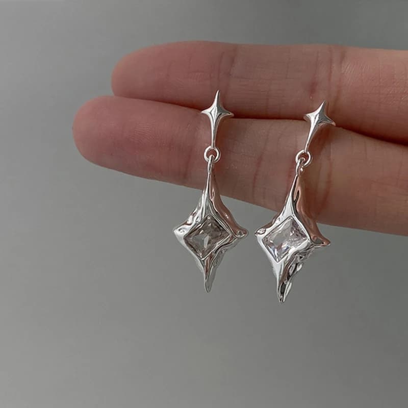 ANENJERY – boucles d'oreilles pendantes en Zircon pour femmes, étoile carrée irrégulière, Design de 