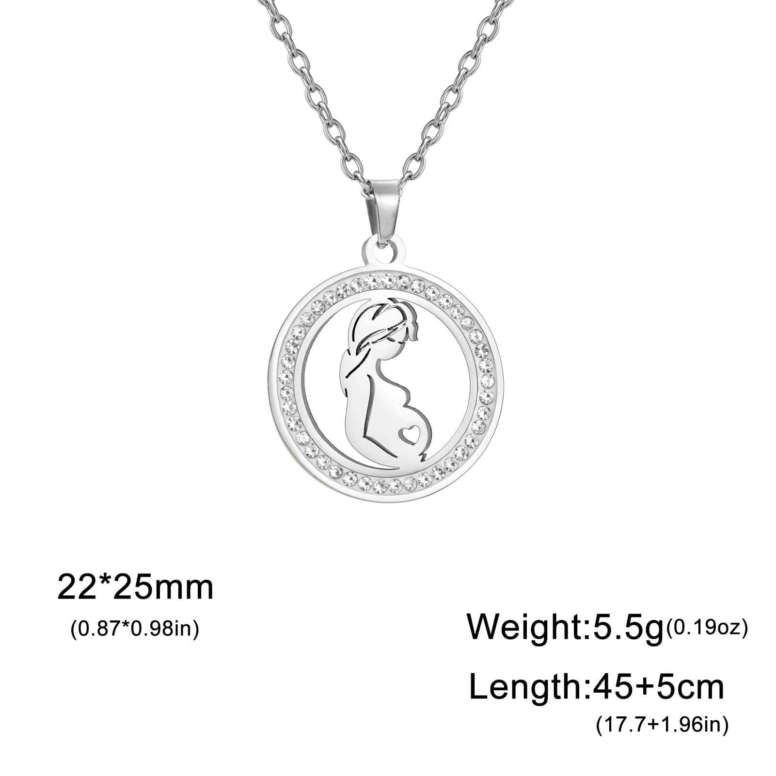 Collier pendentif rond en Zircon transparent pour maman et bébé, ras du cou en acier inoxydable, cou