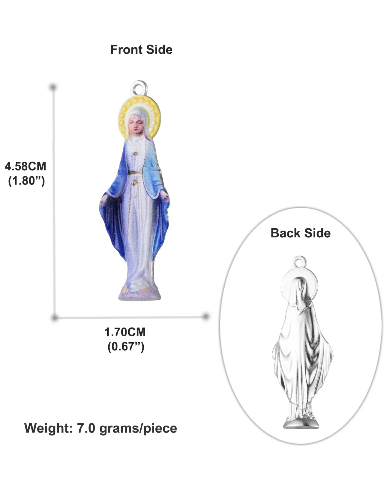 Pendentif Notre-Dame de Grâce en Émail Chrétien, Médaille Milagrosa Vierge Marie, Breloques pour Bij