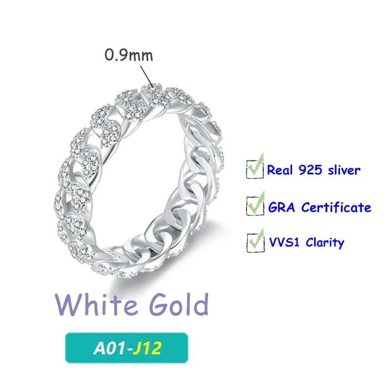 DJMAX mode bague cubaine Moissanite anneaux pour hommes mariage Original 925 bijoux en argent Sterli