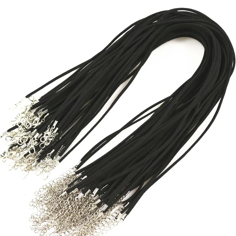 Collier plat réglable en faux daim noir, accessoires de bijoux à bricoler soi-même, 3mm 18 pouces, l