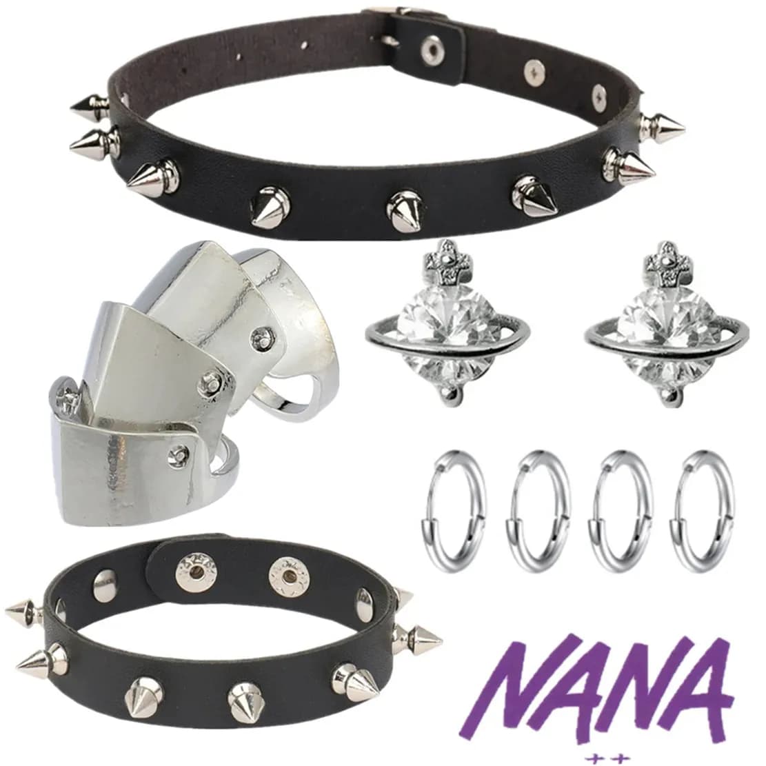 Anime Oosaki Nana Cosplay mode Punk collier Sexy Rivet cuir corde tour de cou ensemble de bijoux bou