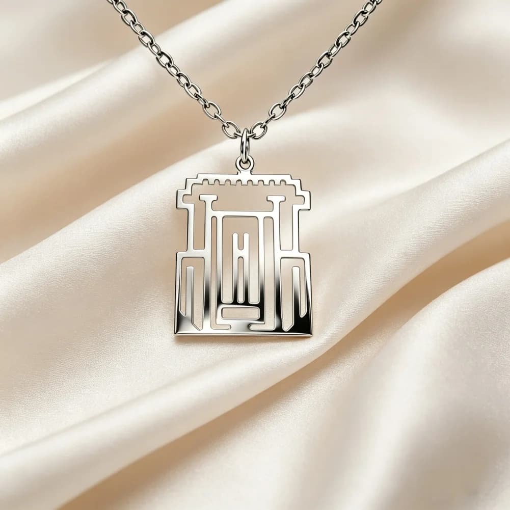 Pendentif Mont du Temple de Jérusalem, Colliers Amulette du Temple pour Femmes et Hommes, Couleur Or