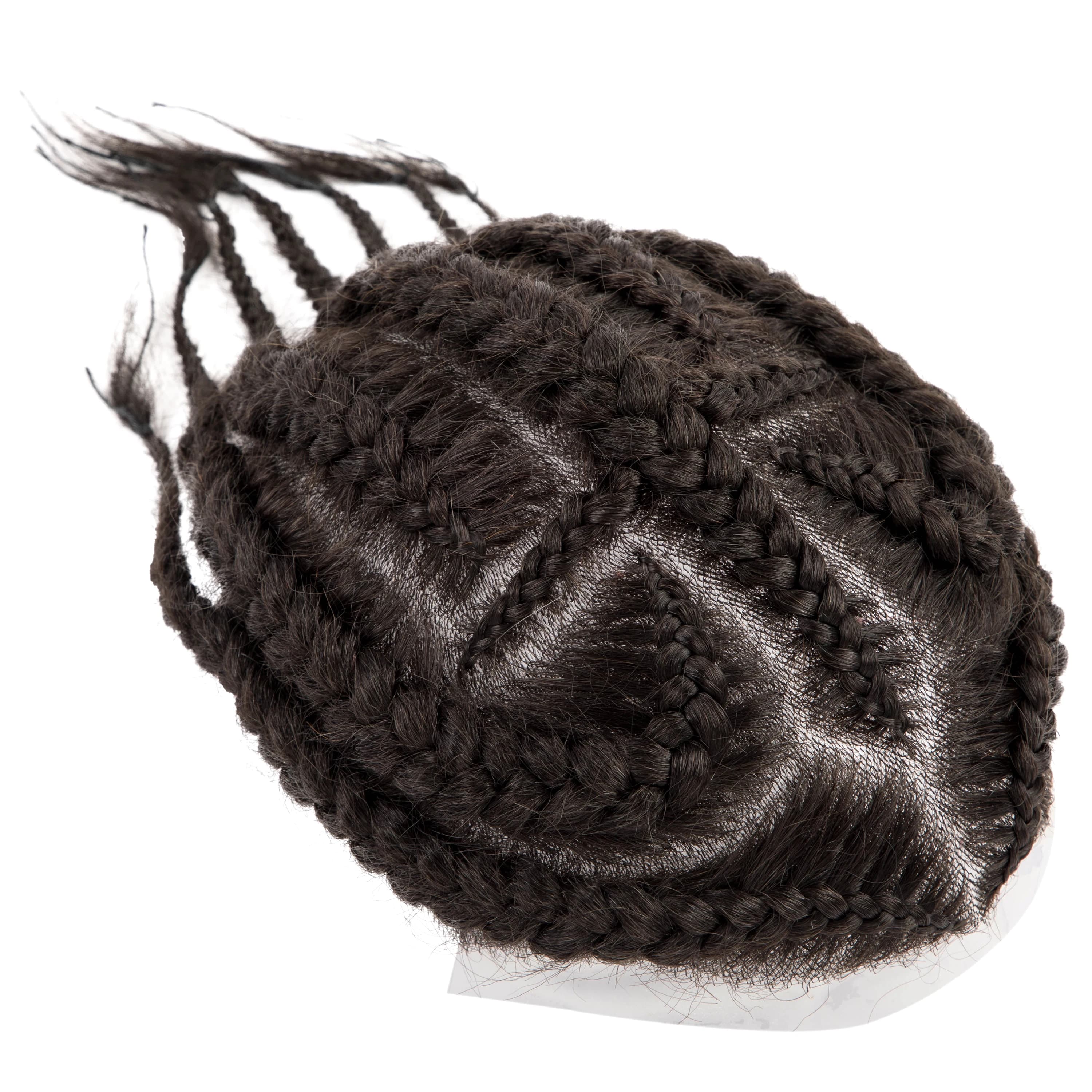 Tresses hommes prothèse de cheveux complet pu système de cheveux humains hommes perruques Base de pe