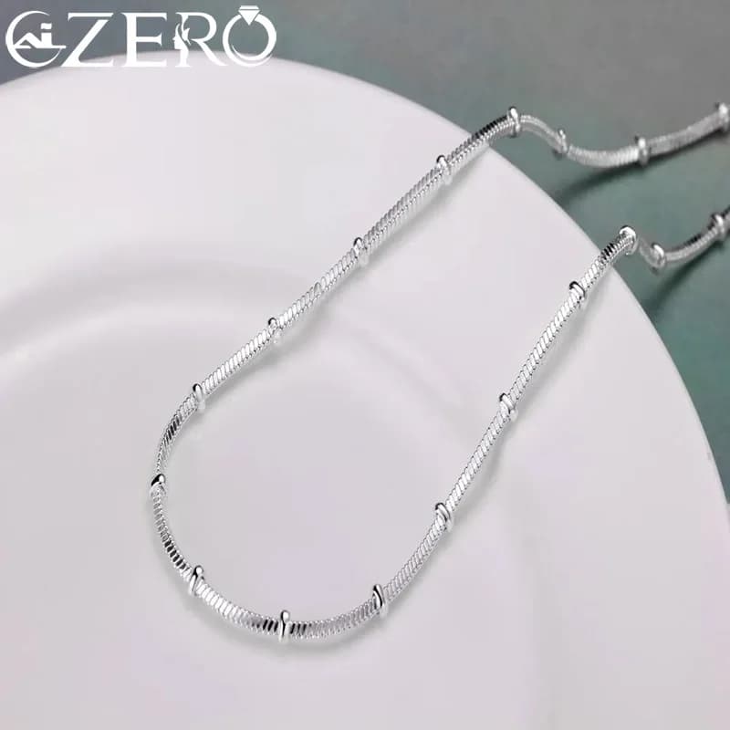 Collier en argent Sterling 45-50cm, chaîne serpent, belle perle Simple pour femmes, bijoux de mariag