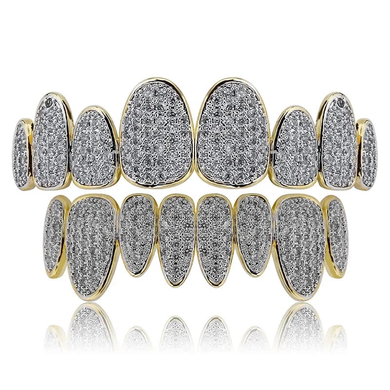 Nouveaux Grillz haut de gamme entièrement sertis de zircons, bijoux dentaires Hip Hop pour hommes et