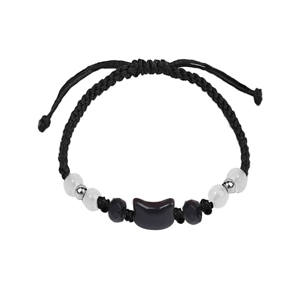 Bracelets en obsidienne en pierre de lune naturelle, 2 pièces, minimaliste, fait à la main, mignon c