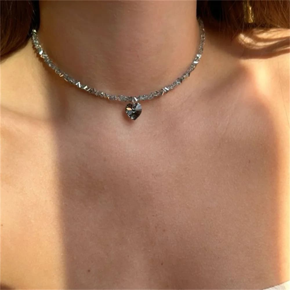Mode Vintage glands Zircon coeur pendentif collier pour femmes femme Boho géométrique Baroque Transp