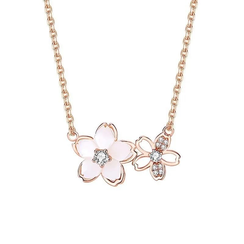 Pendentif Sakura brillant de luxe pour femmes, collier de fleurs stéréoscopiques tendance, bijoux de