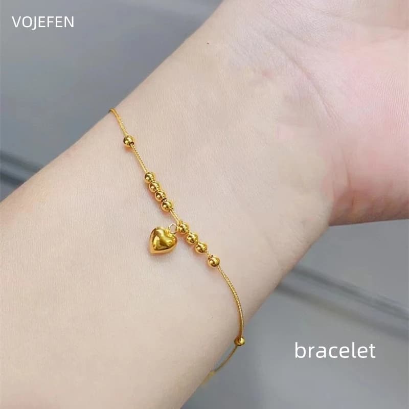 VOJEFEN-Ensembles de bijoux en or véritable 18 carats pour femmes, bracelet et colliers de la présid