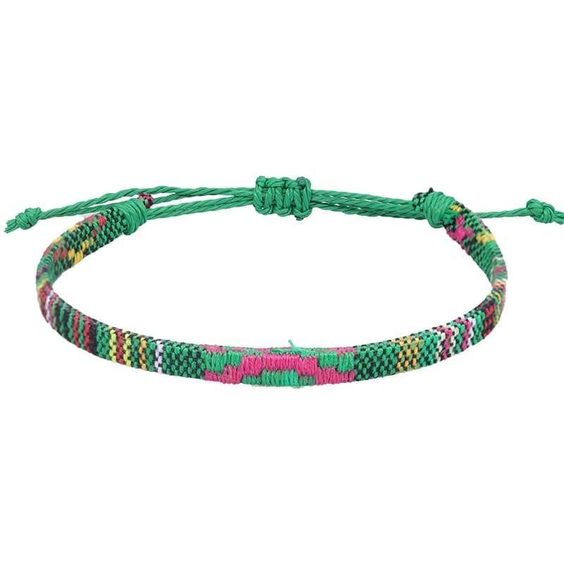 Bracelet Tressé Style Bohème Ethnique pour Homme et Femme, Cordon en Fil de Tissu Tissé, Porte-Bonhe
