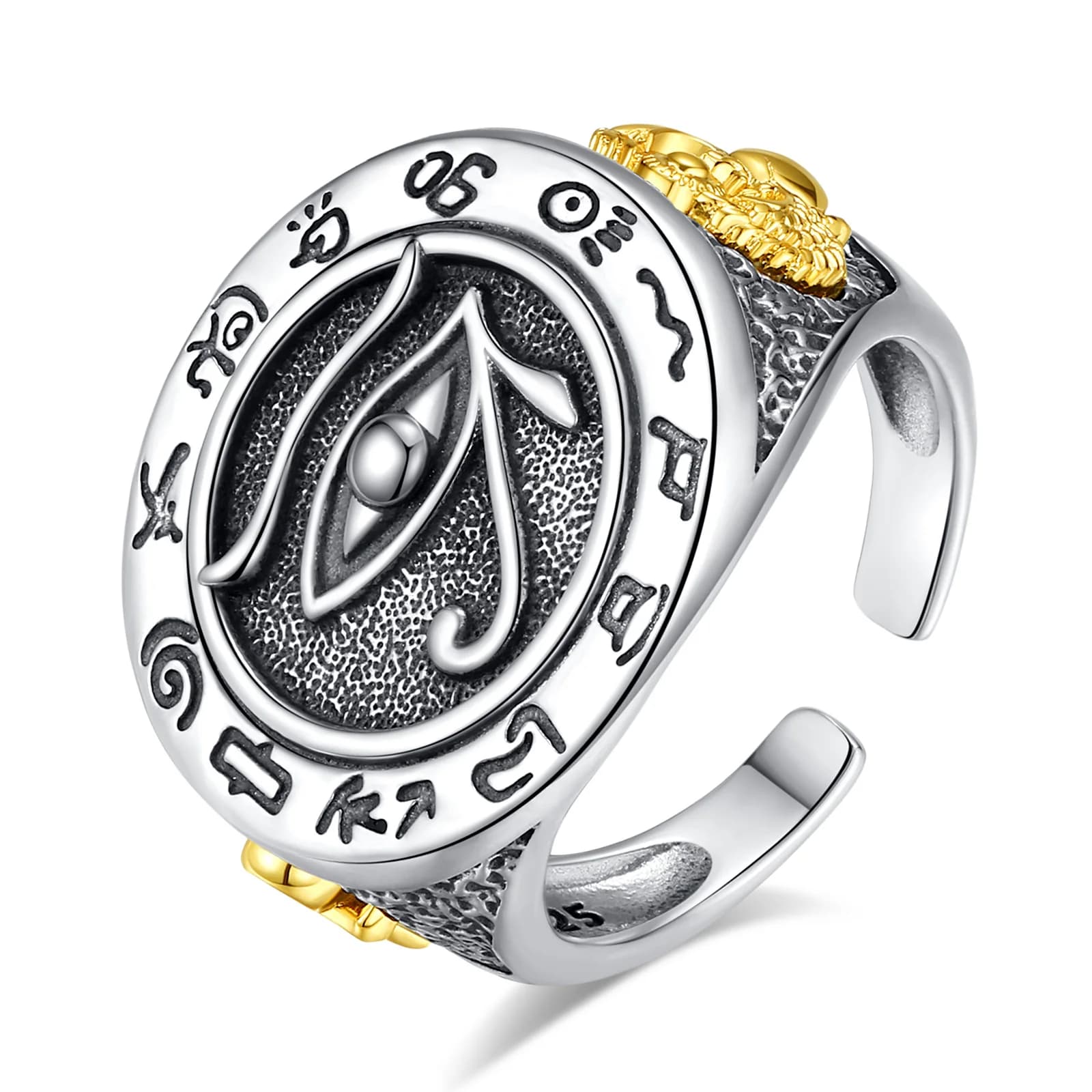 Eudora-Bague Ajustable en Argent Sterling 925 pour Homme et Femme, Mauvais Œil, Vintage, Runes, Ankh
