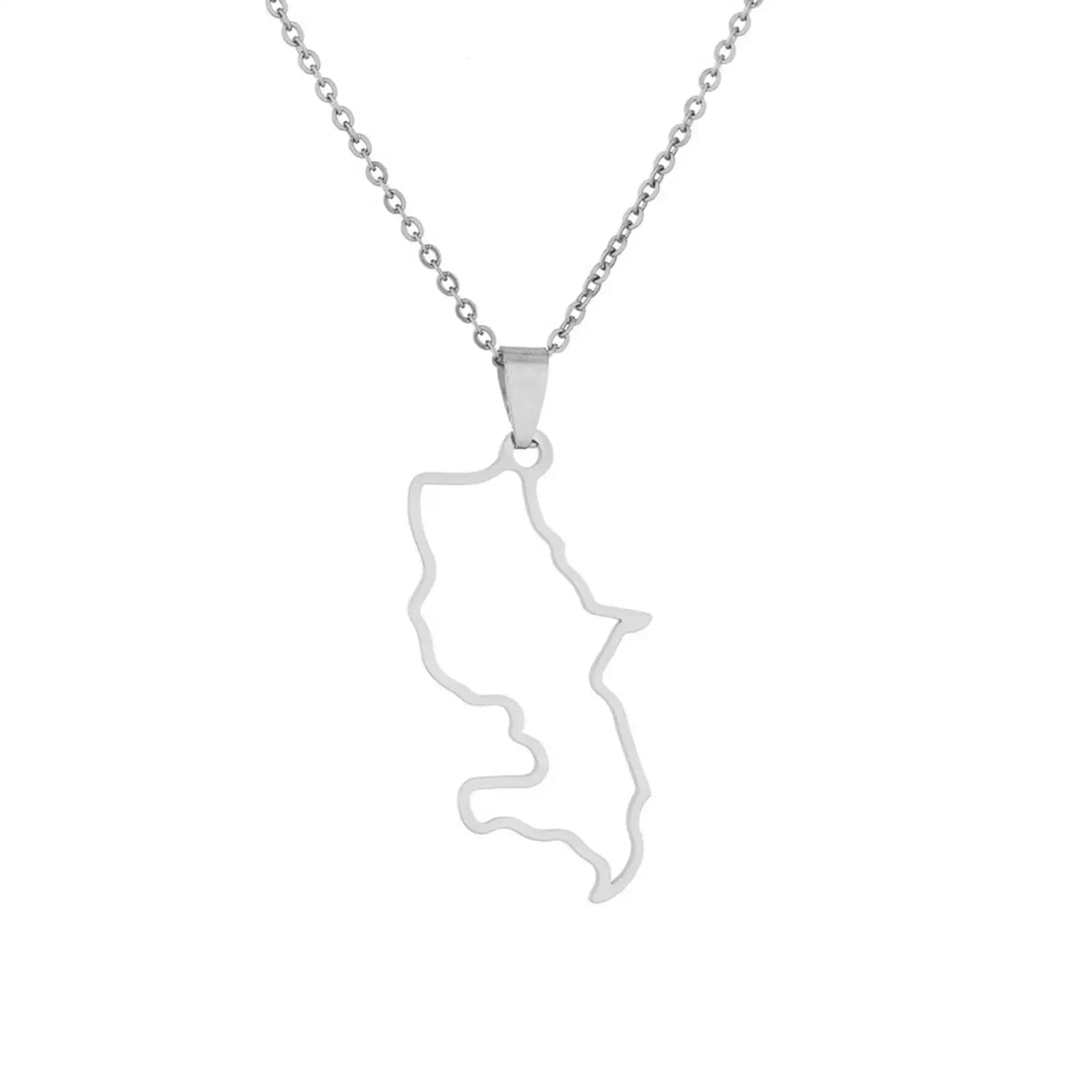 Collier pendentif carte de Martinique française, ras du cou à breloques, bijoux en acier inoxydable,
