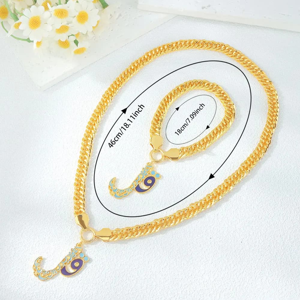 Parure de bijoux hip-hop de mode de Dubaï, plaqué or 21 carats, style rétro punk italien, collier et