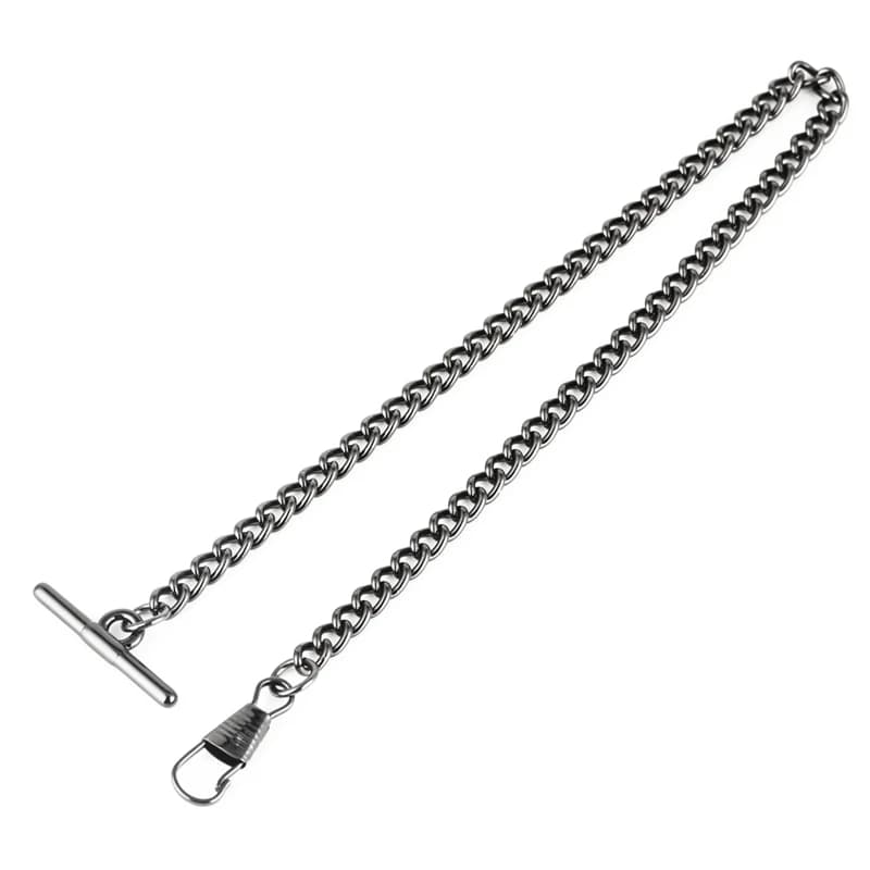 Chaînes à maillons en T noir/or, support de fermoir à crochet, médaillon pour hommes et femmes, chaî