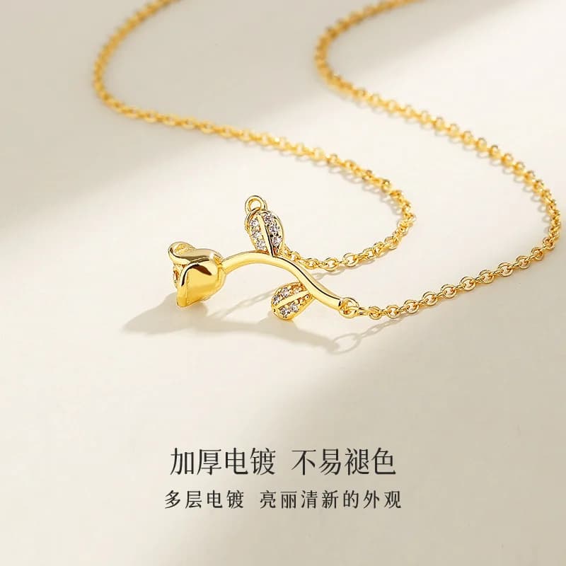 Ensemble de colliers pour couple, pendentif fleur doré, style coréen tendance, chaîne croisée simple