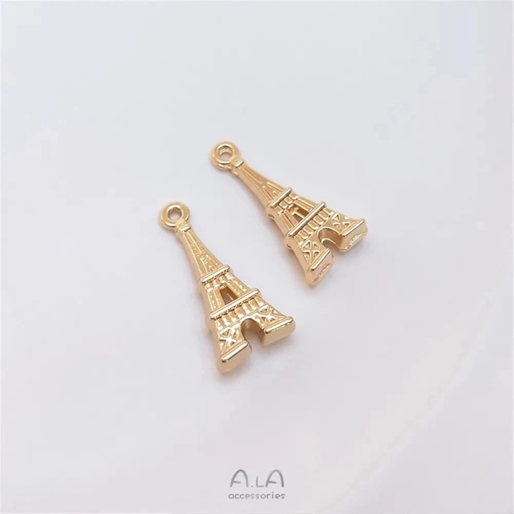 Pendentif tour Eiffel de Paris plaqué or 14 carats, accessoire de Bracelet fait à la main, fabricati