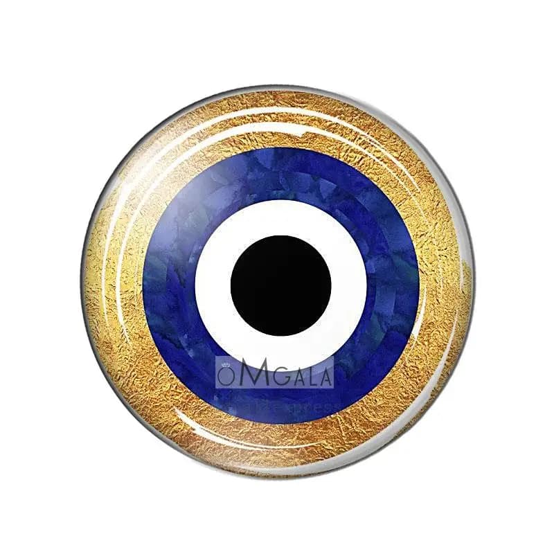 Cabochon Rond en Verre avec Photo de 12mm/16mm/18mm/25mm, Œil Bleu Turc Porte-bonheur pour Bijoux